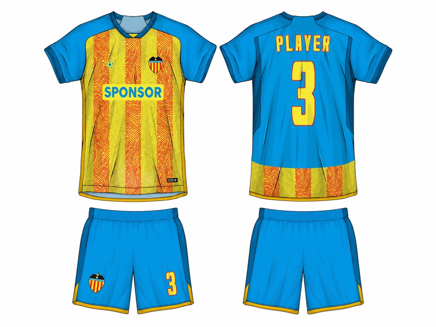足球球衣设计 3 style 052 football jersey and shorts set
