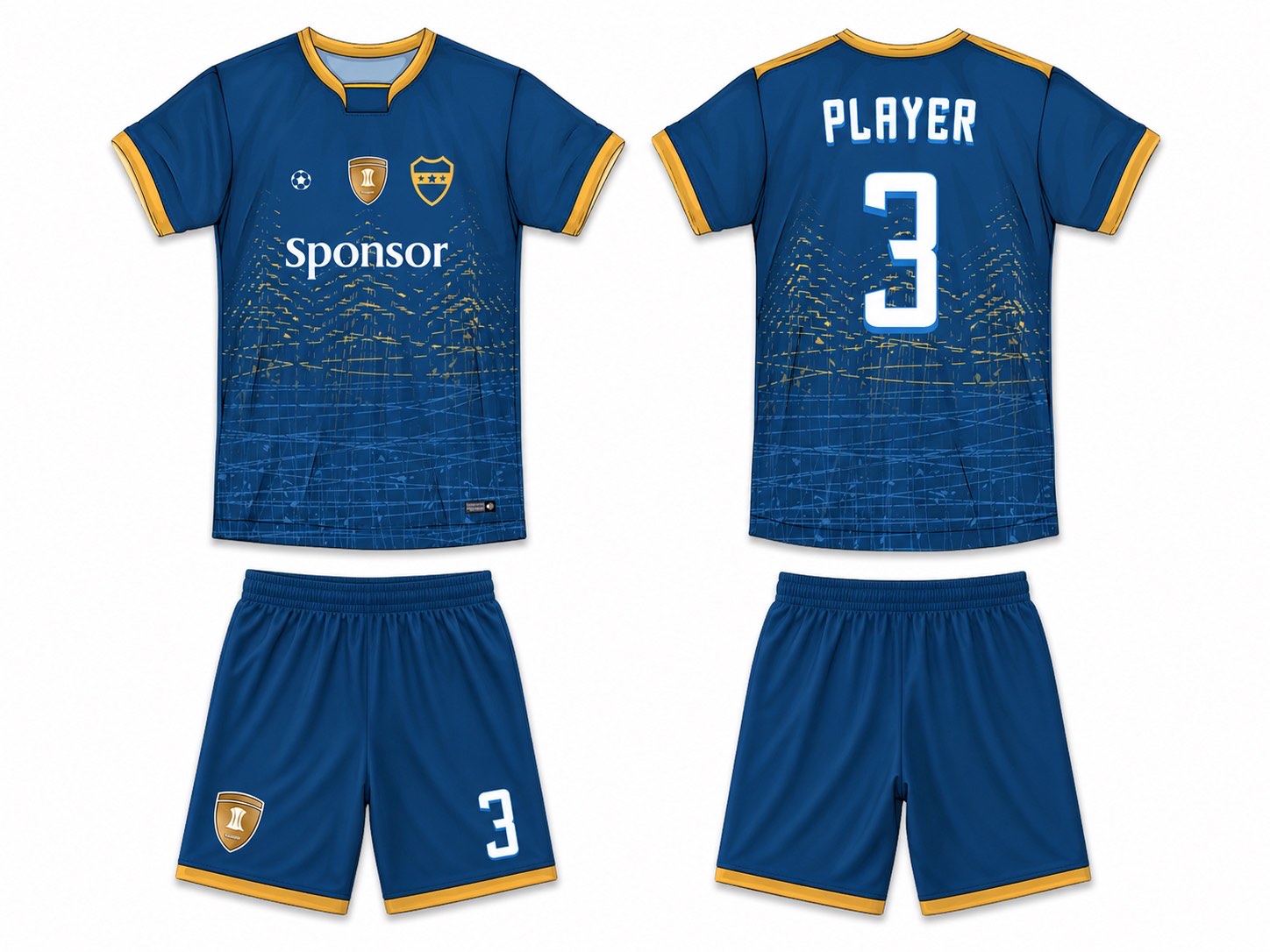 足球球衣设计 3 style 075 football jersey and shorts set
