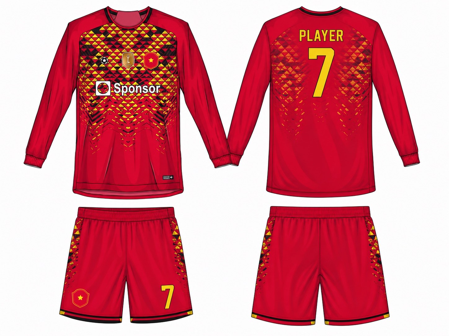 2515 长袖足球服 style 001 football jersey and shorts set