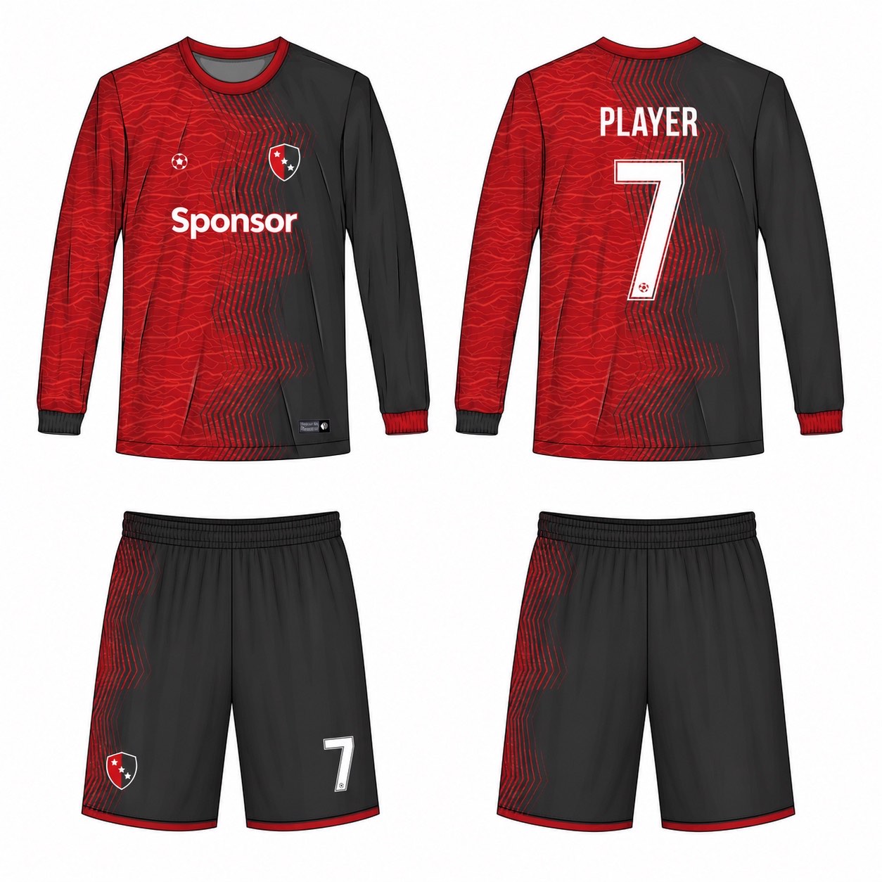 2515 长袖足球服 style 003 football jersey and shorts set