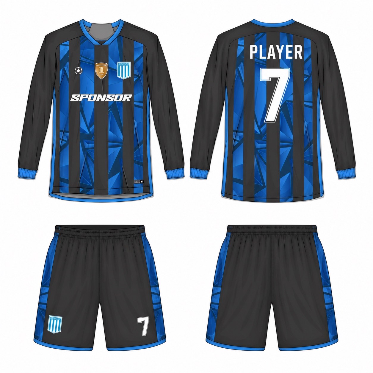 2515 长袖足球服 style 004 football jersey and shorts set