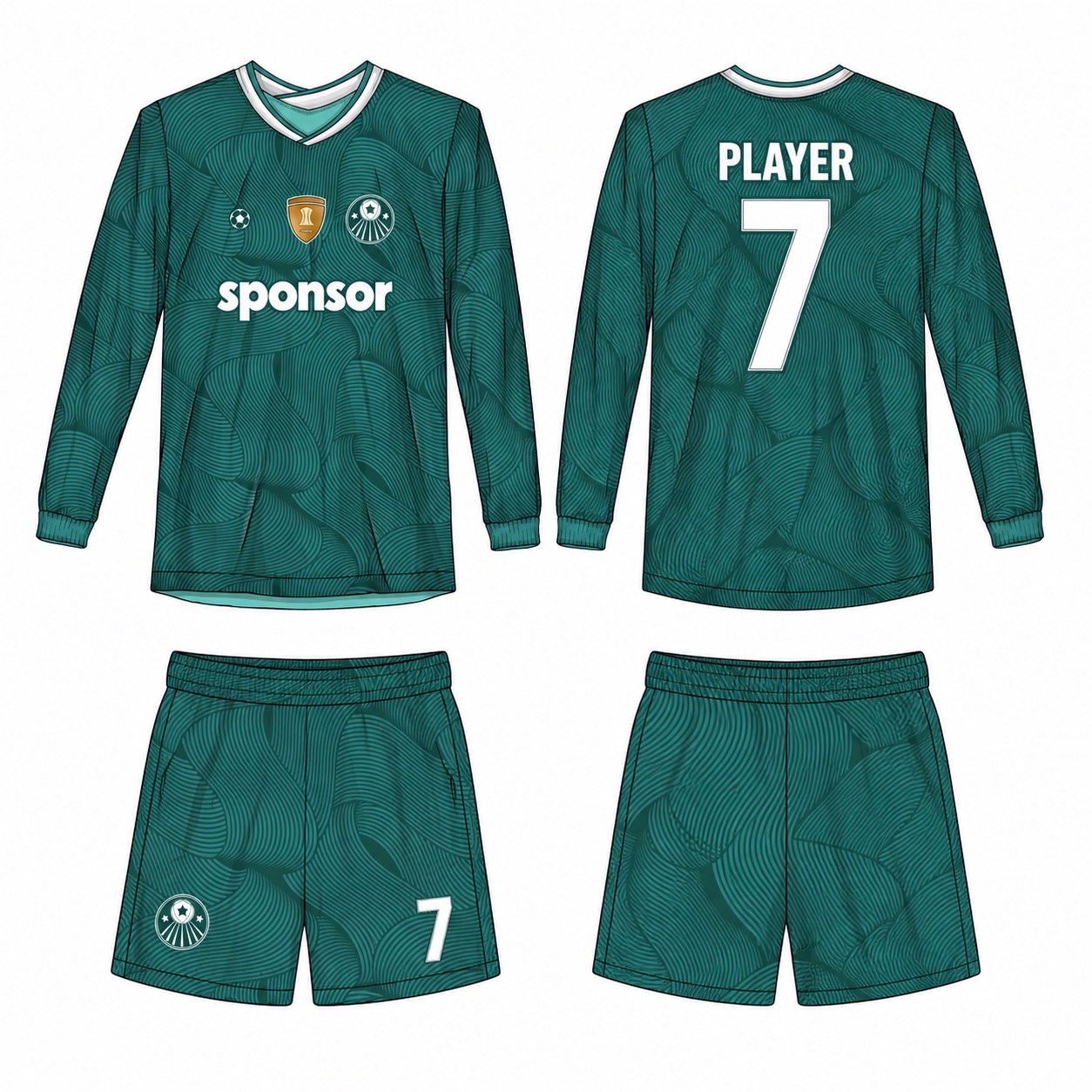 2515 长袖足球服 style 005 football jersey and shorts set