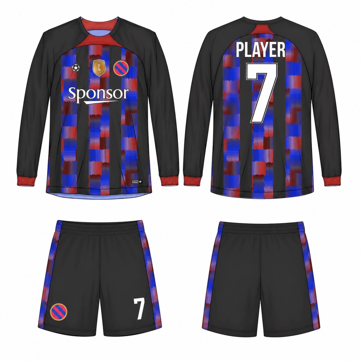 2515 长袖足球服 style 007 football jersey and shorts set