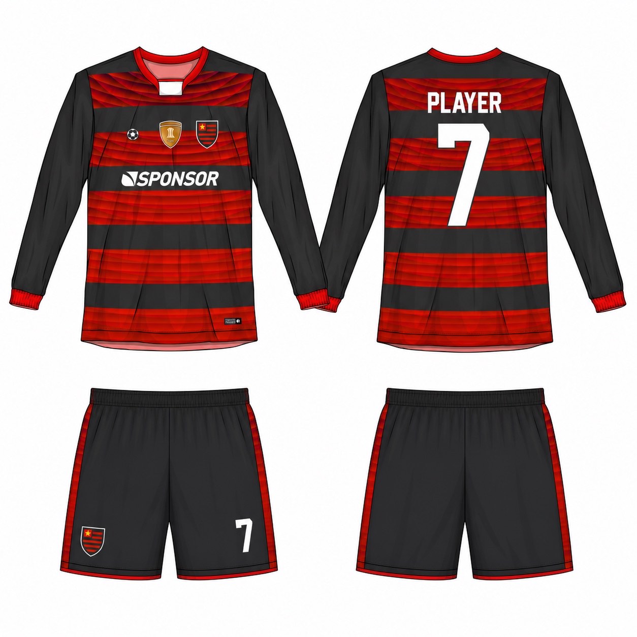 2515 长袖足球服 style 009 football jersey and shorts set