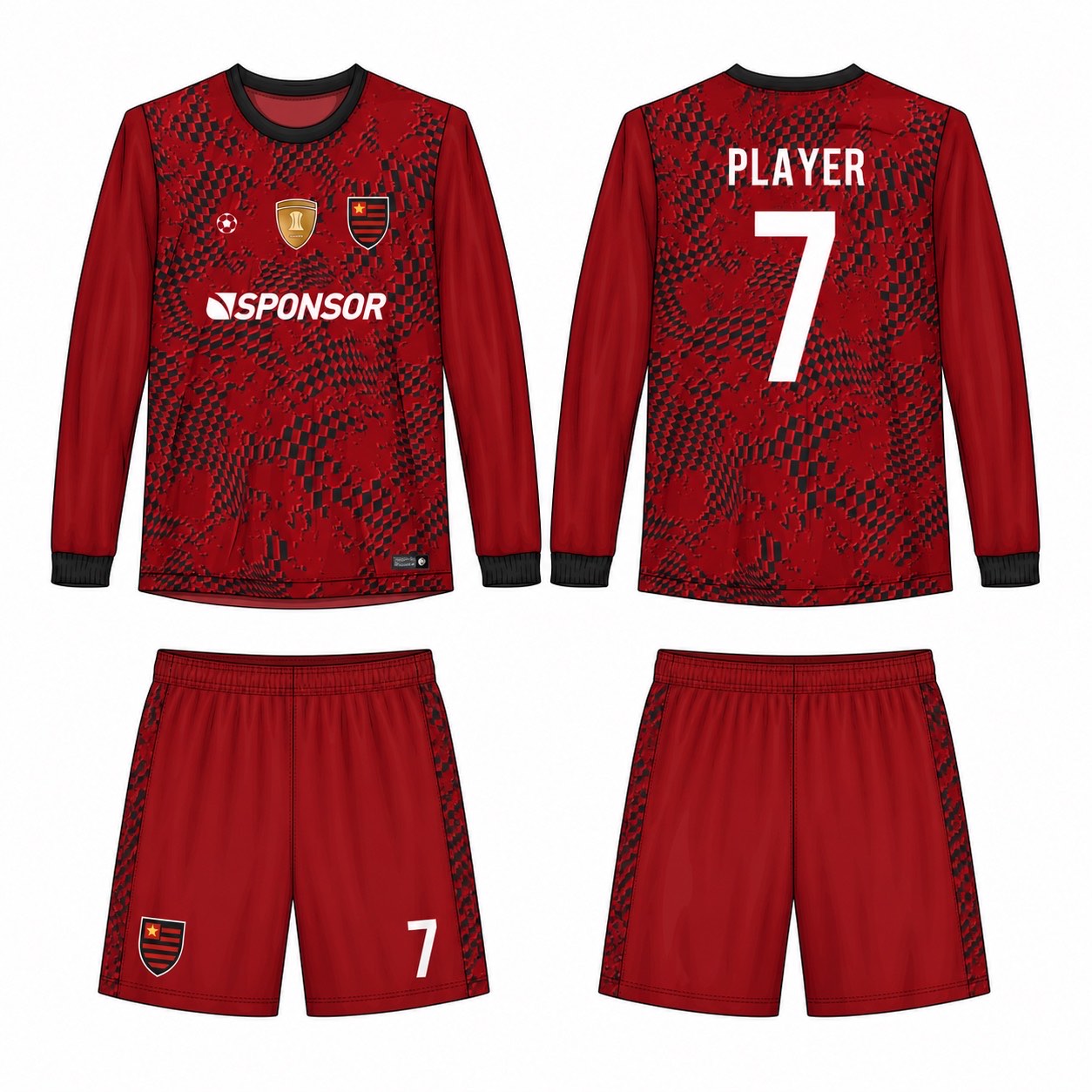 2515 长袖足球服 style 010 football jersey and shorts set