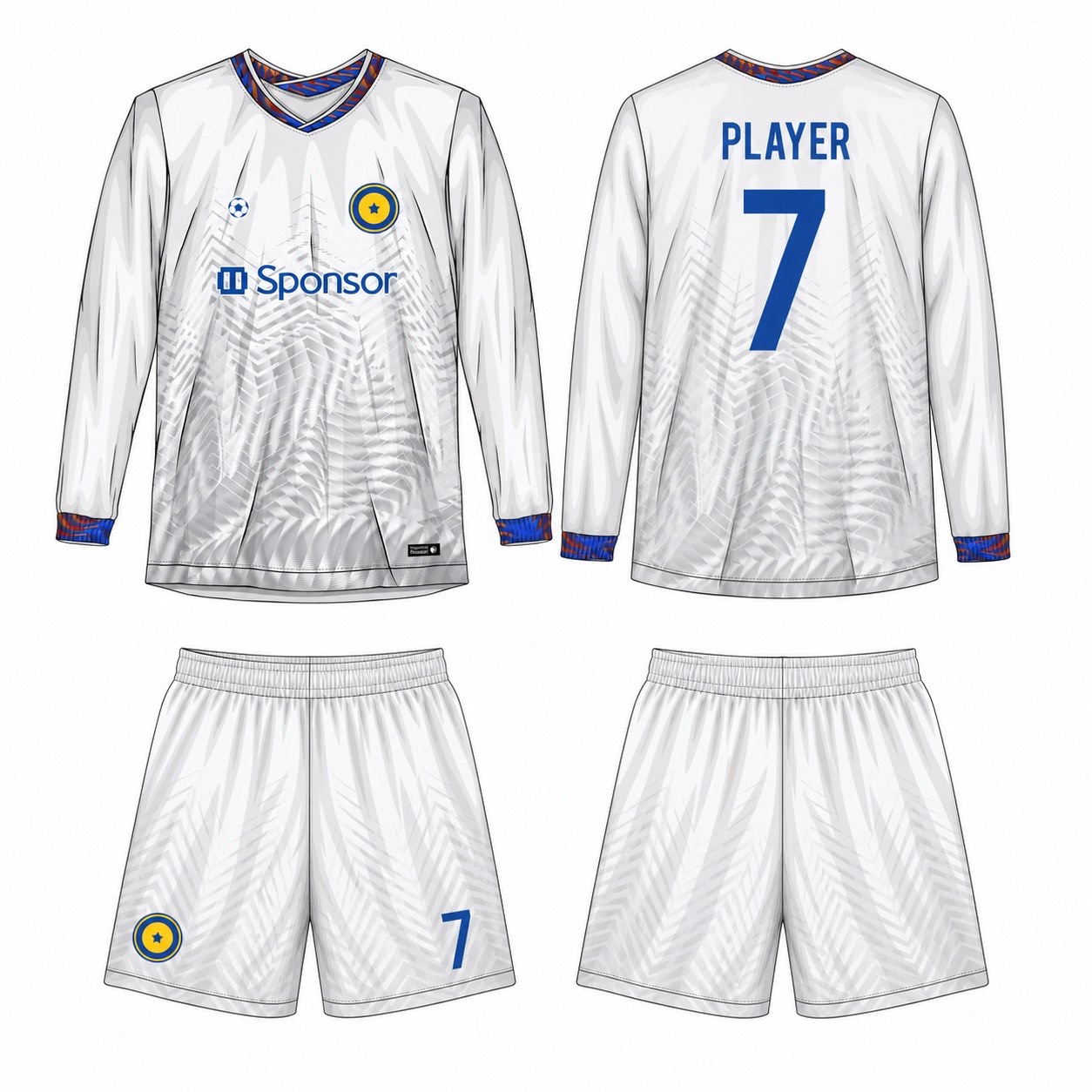 2515 长袖足球服 style 012 football jersey and shorts set