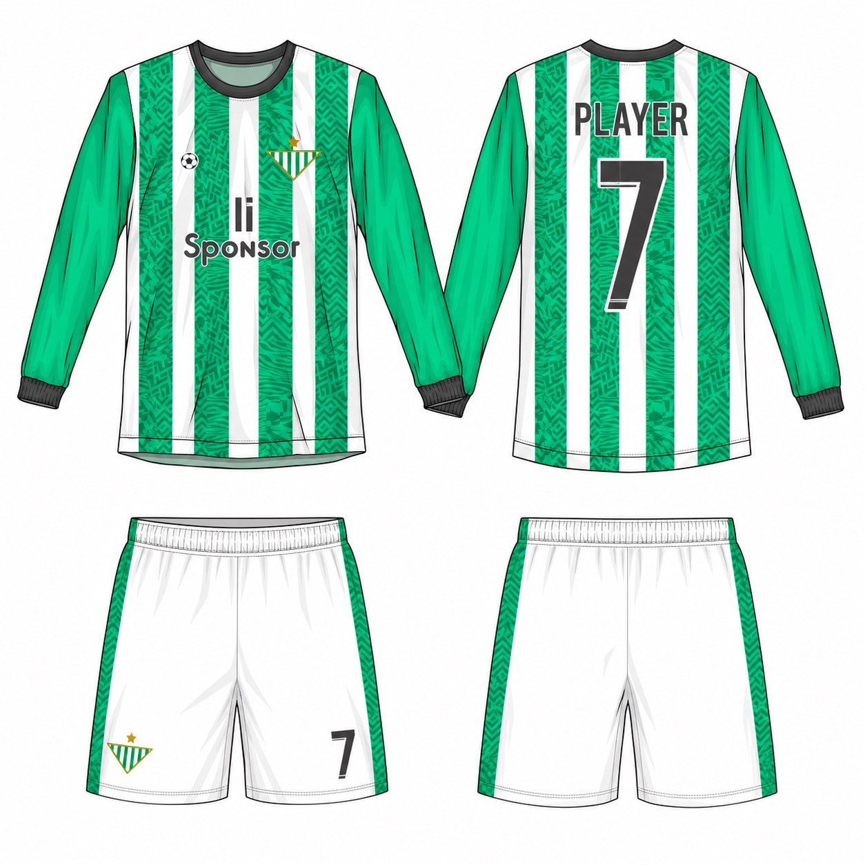 2515 长袖足球服 style 014 football jersey and shorts set