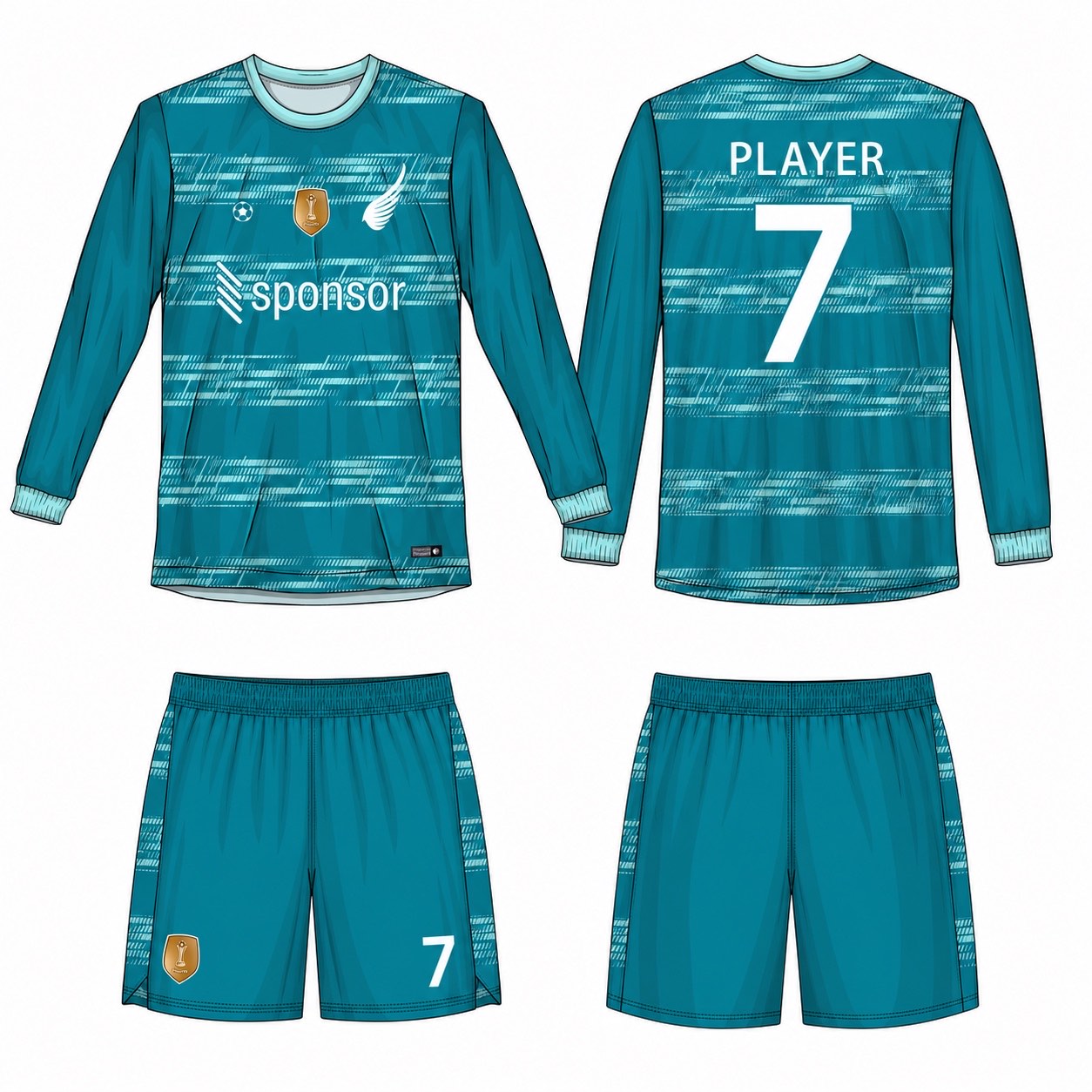 2515 长袖足球服 style 015 football jersey and shorts set