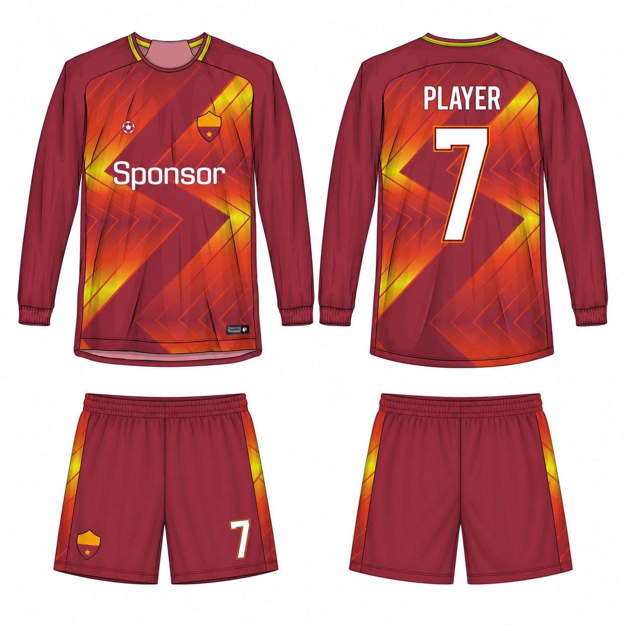 2515 长袖足球服 style 016 football jersey and shorts set