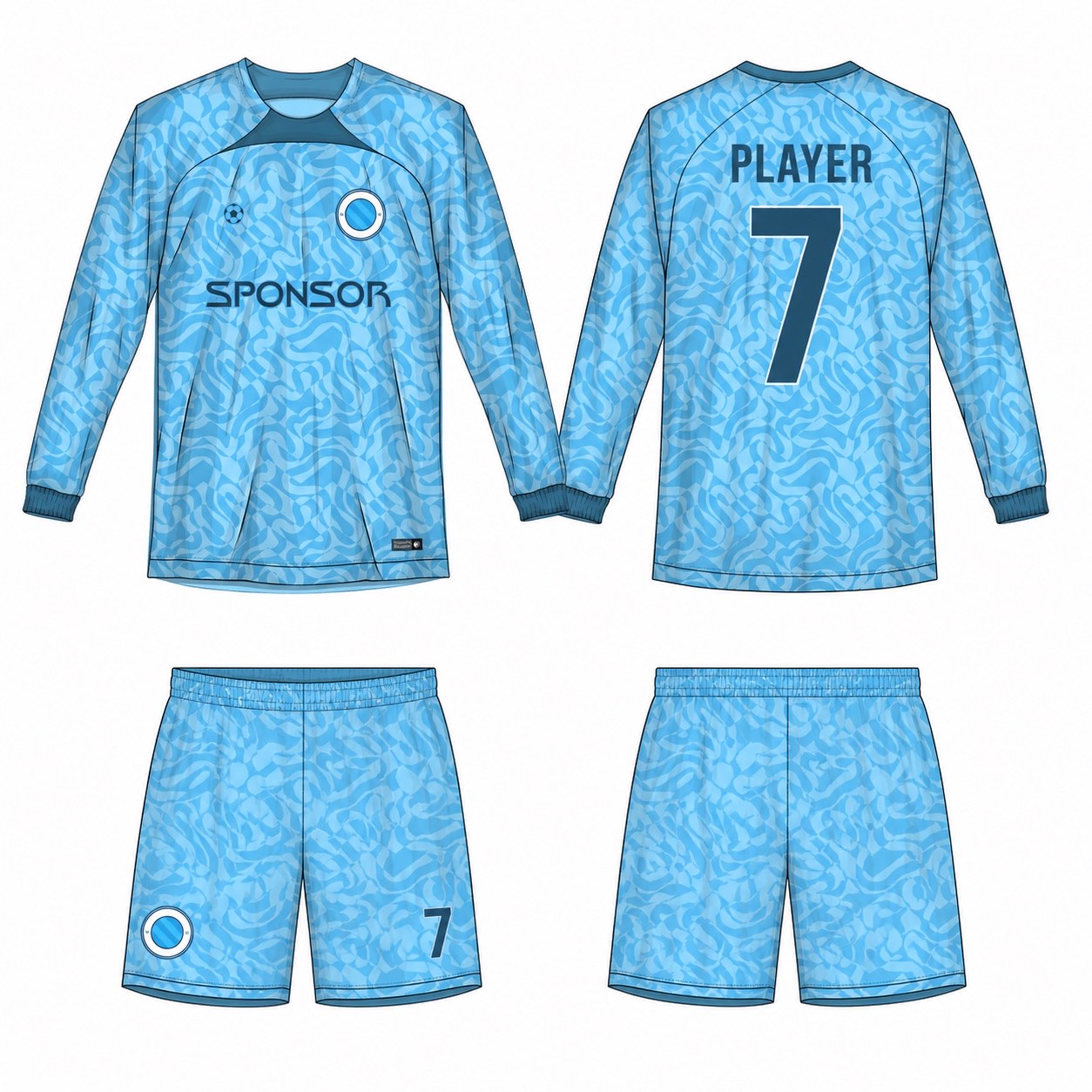 2515 长袖足球服 style 017 football jersey and shorts set