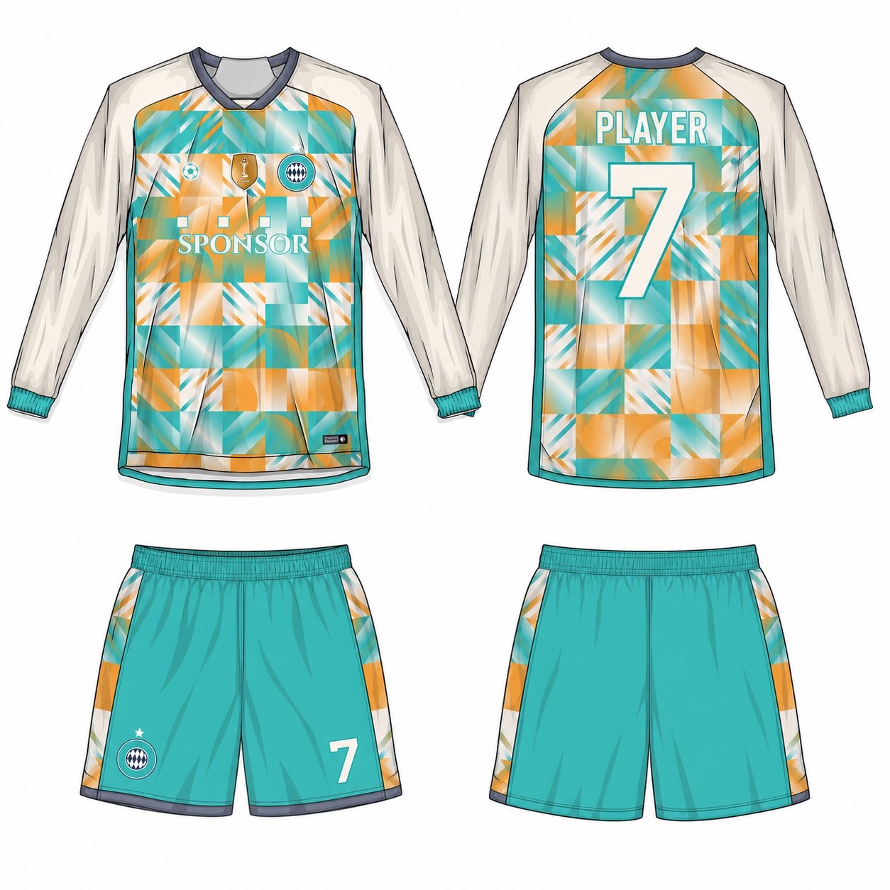 2515 长袖足球服 style 019 football jersey and shorts set