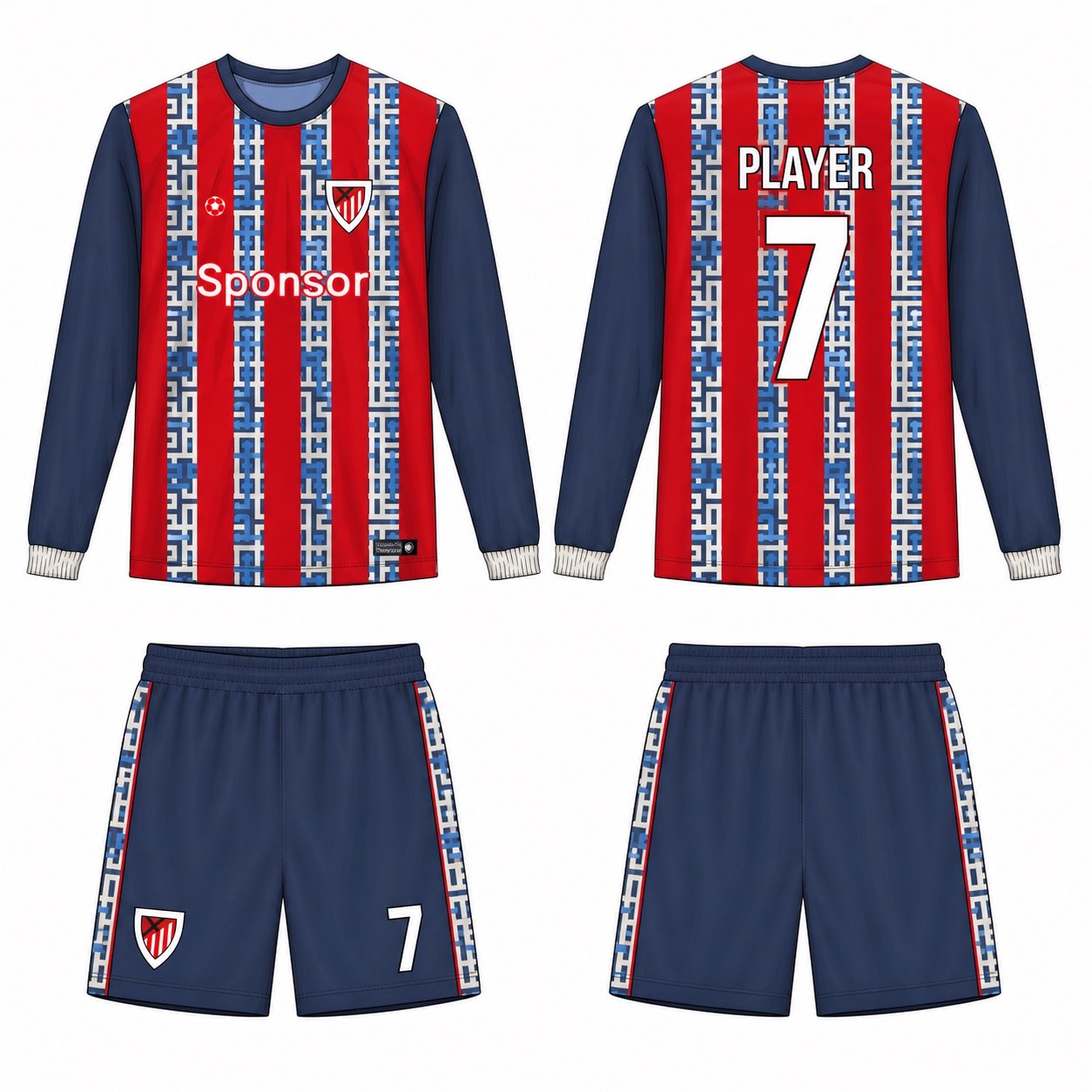 2515 长袖足球服 style 022 football jersey and shorts set