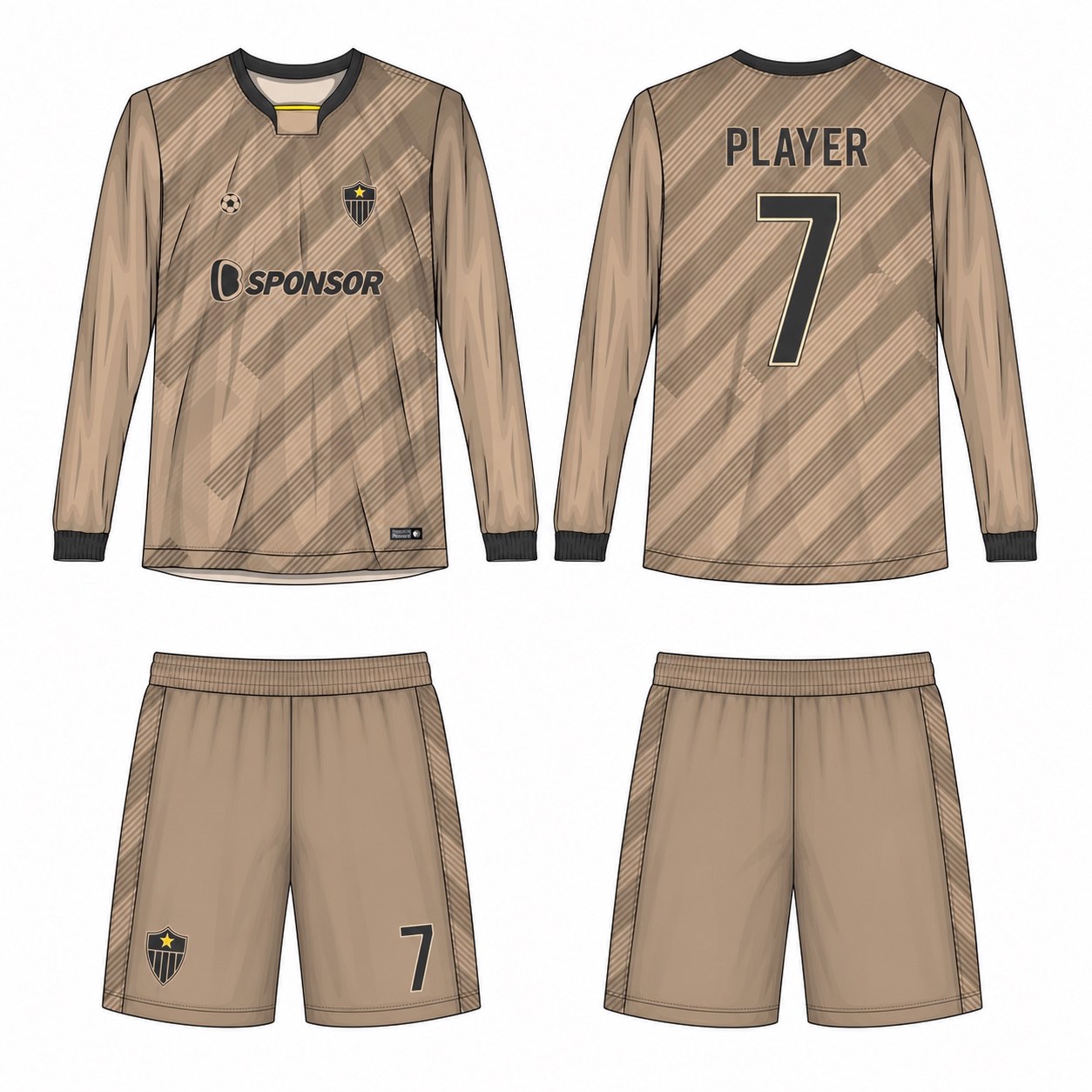 2515 长袖足球服 style 023 football jersey and shorts set
