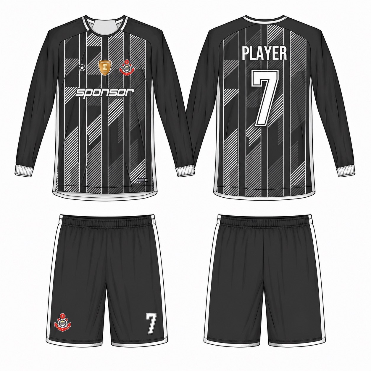 2515 长袖足球服 style 024 football jersey and shorts set