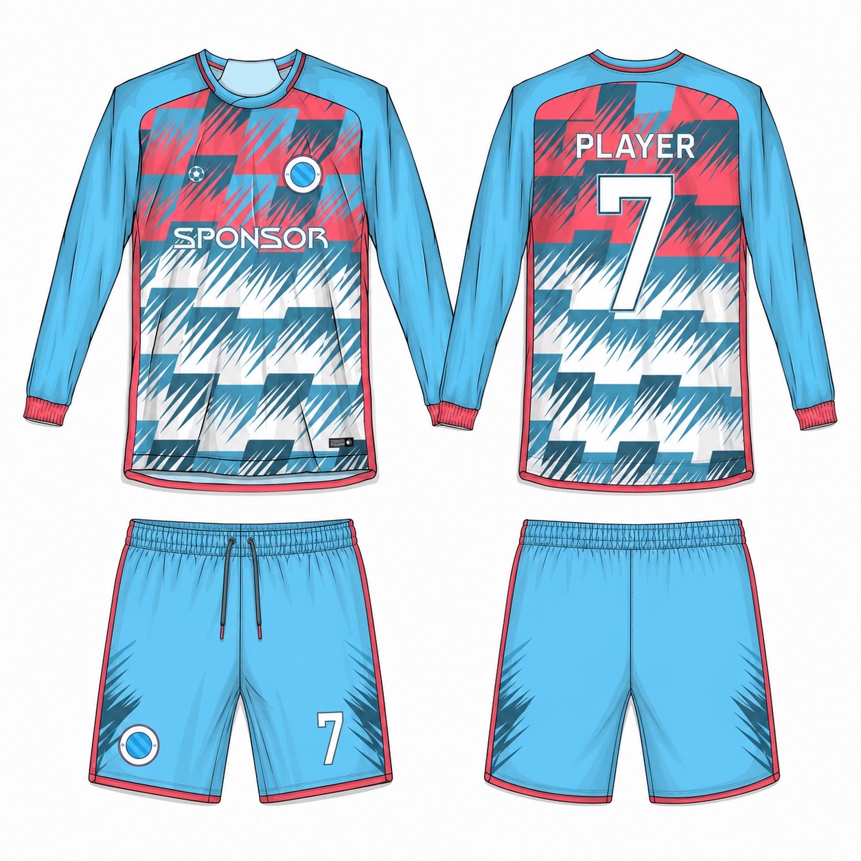 2515 长袖足球服 style 025 football jersey and shorts set
