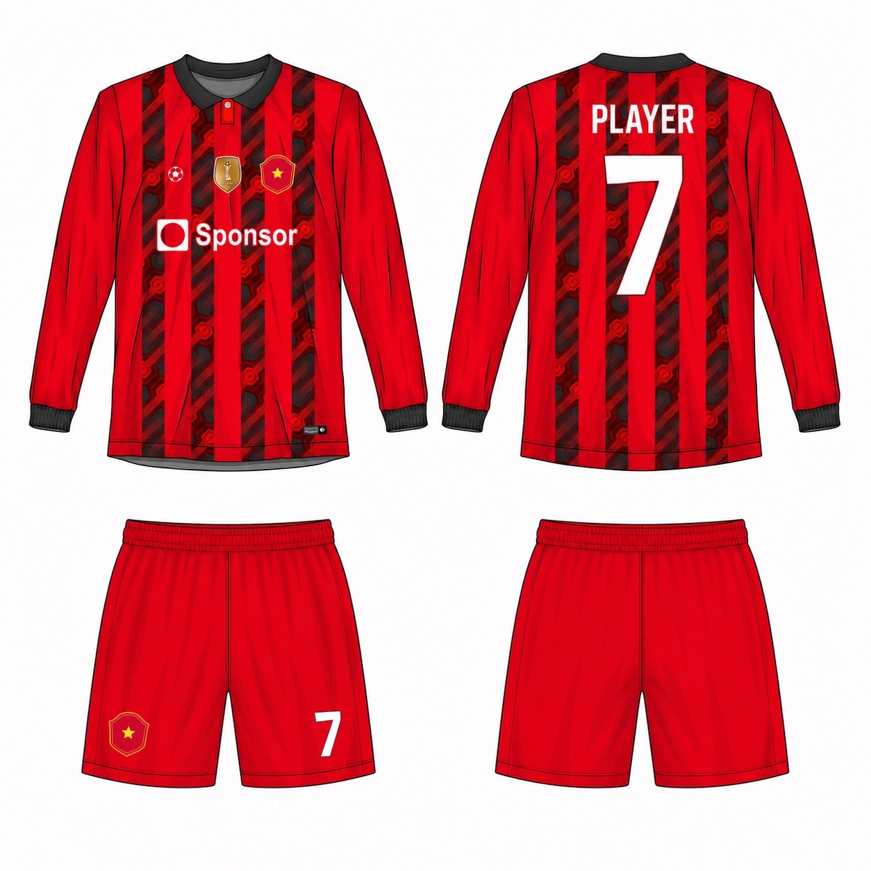 2515 长袖足球服 style 026 football jersey and shorts set