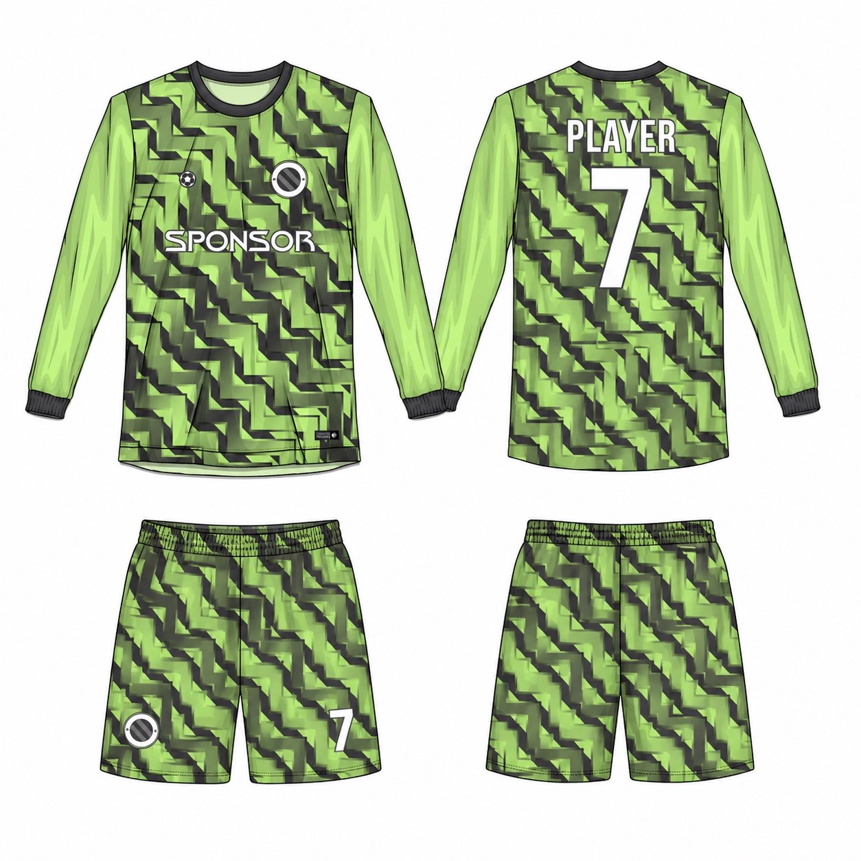 2515 长袖足球服 style 027 football jersey and shorts set