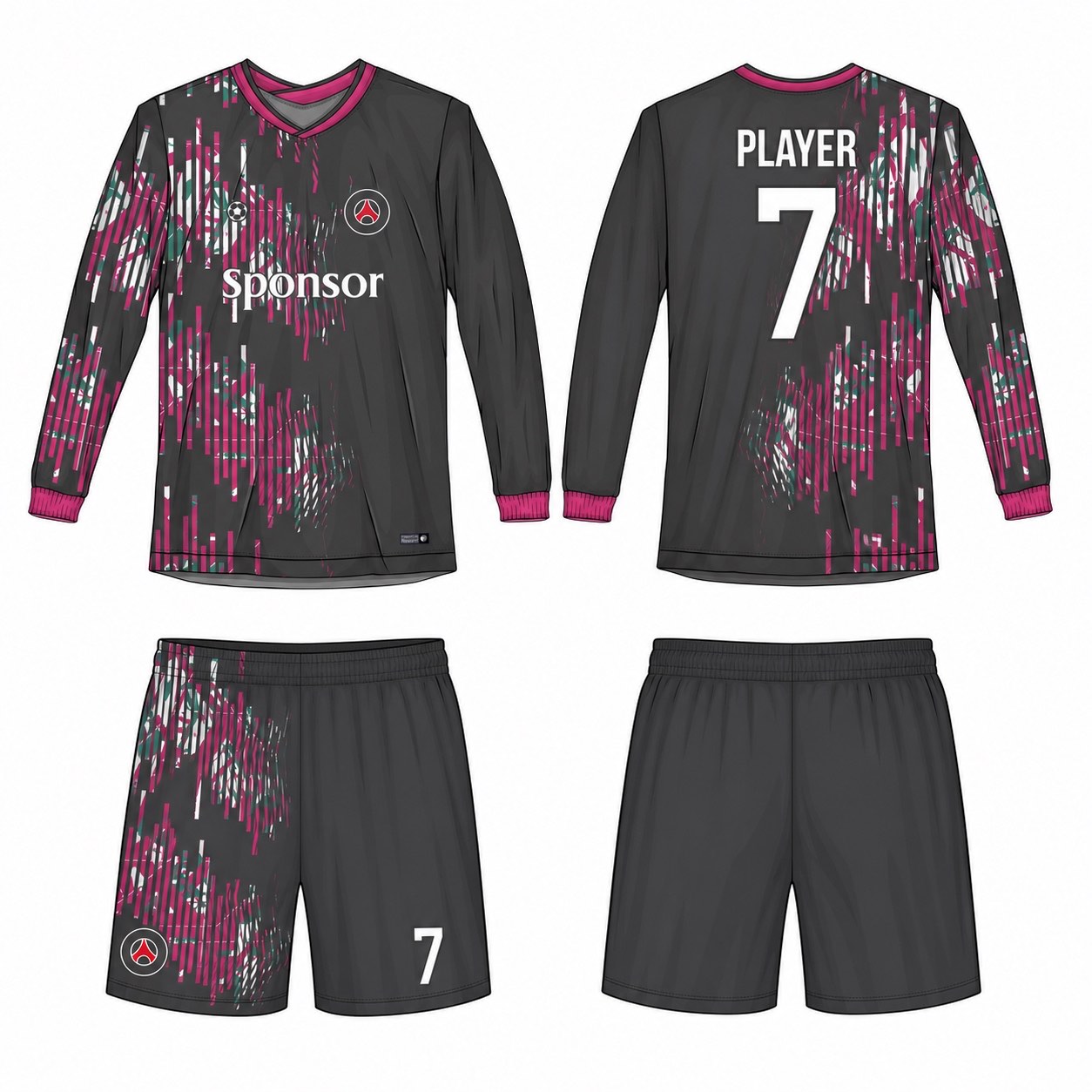 2515 长袖足球服 style 029 football jersey and shorts set