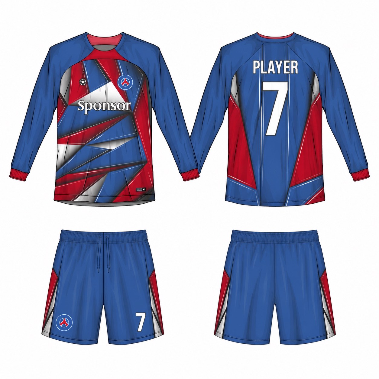 2515 长袖足球服 style 031 football jersey and shorts set