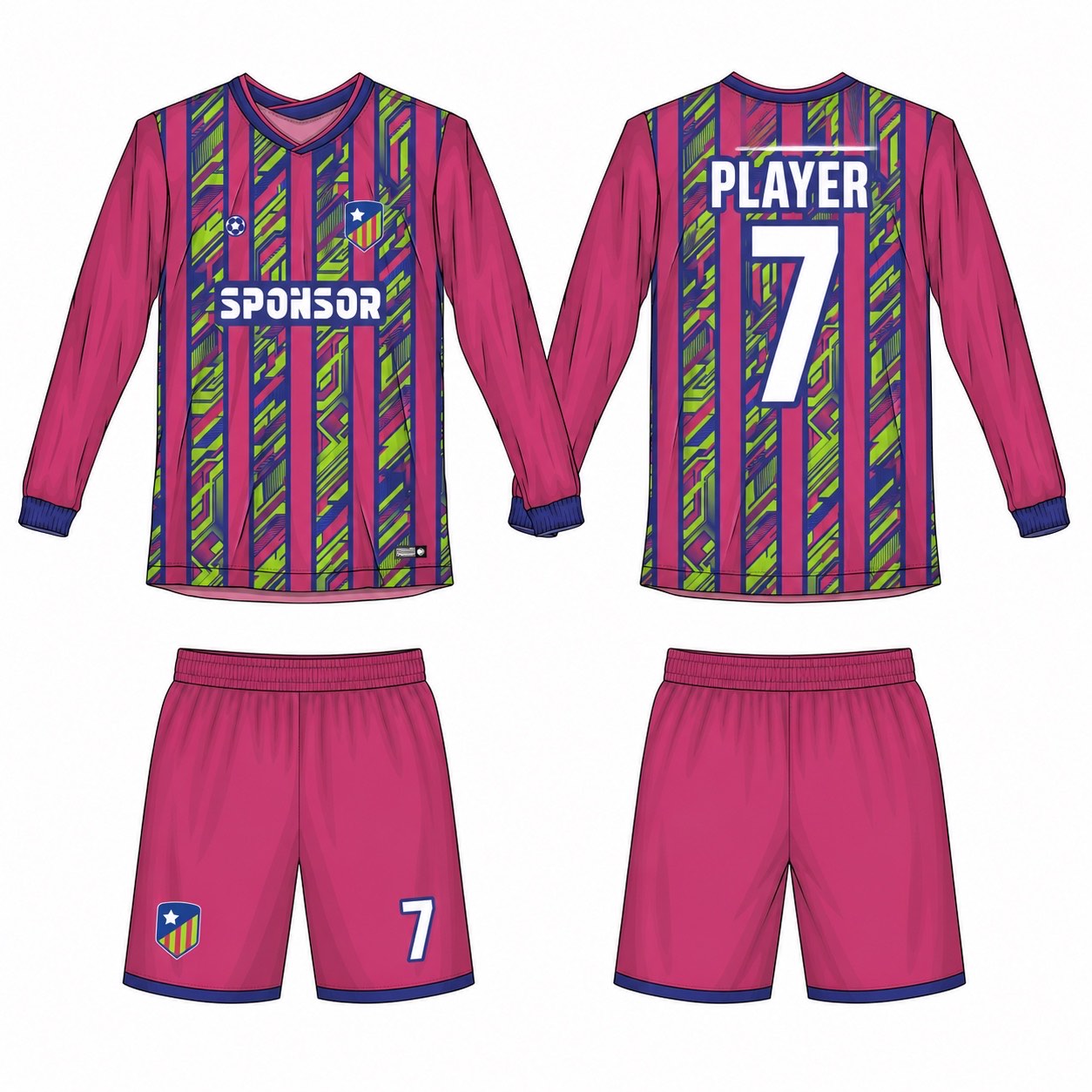 2515 长袖足球服 style 032 football jersey and shorts set