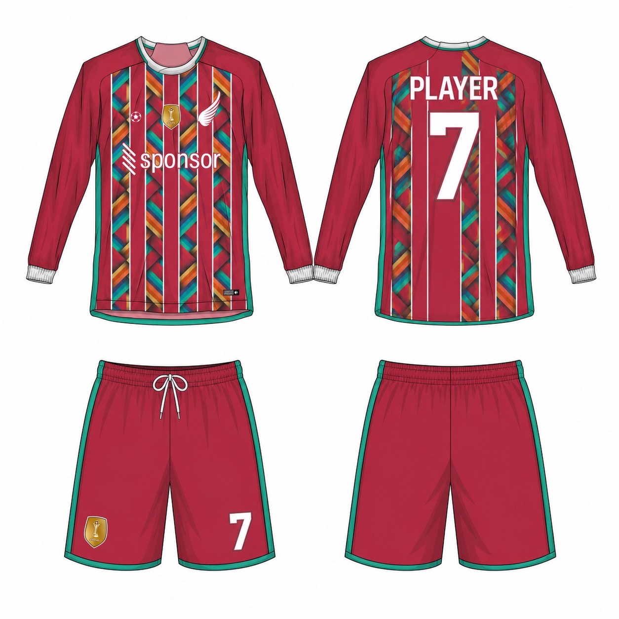 2515 长袖足球服 style 035 football jersey and shorts set
