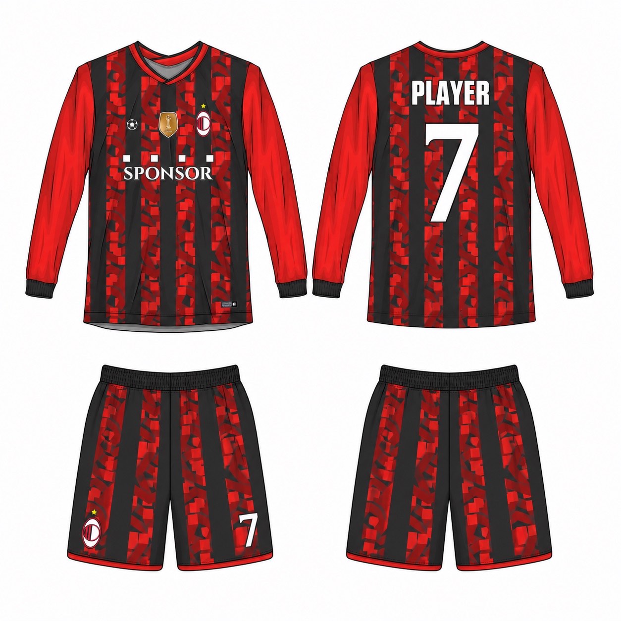 2515 长袖足球服 style 036 football jersey and shorts set