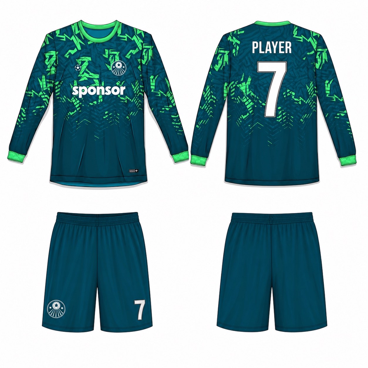 2515 长袖足球服 style 037 football jersey and shorts set