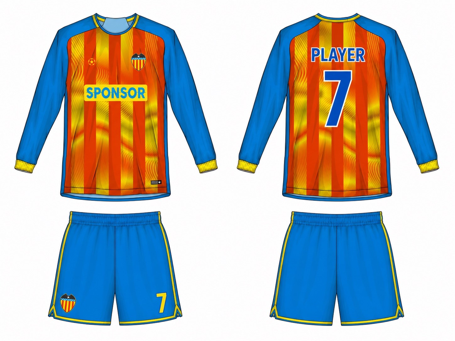 2515 长袖足球服 style 038 football jersey and shorts set