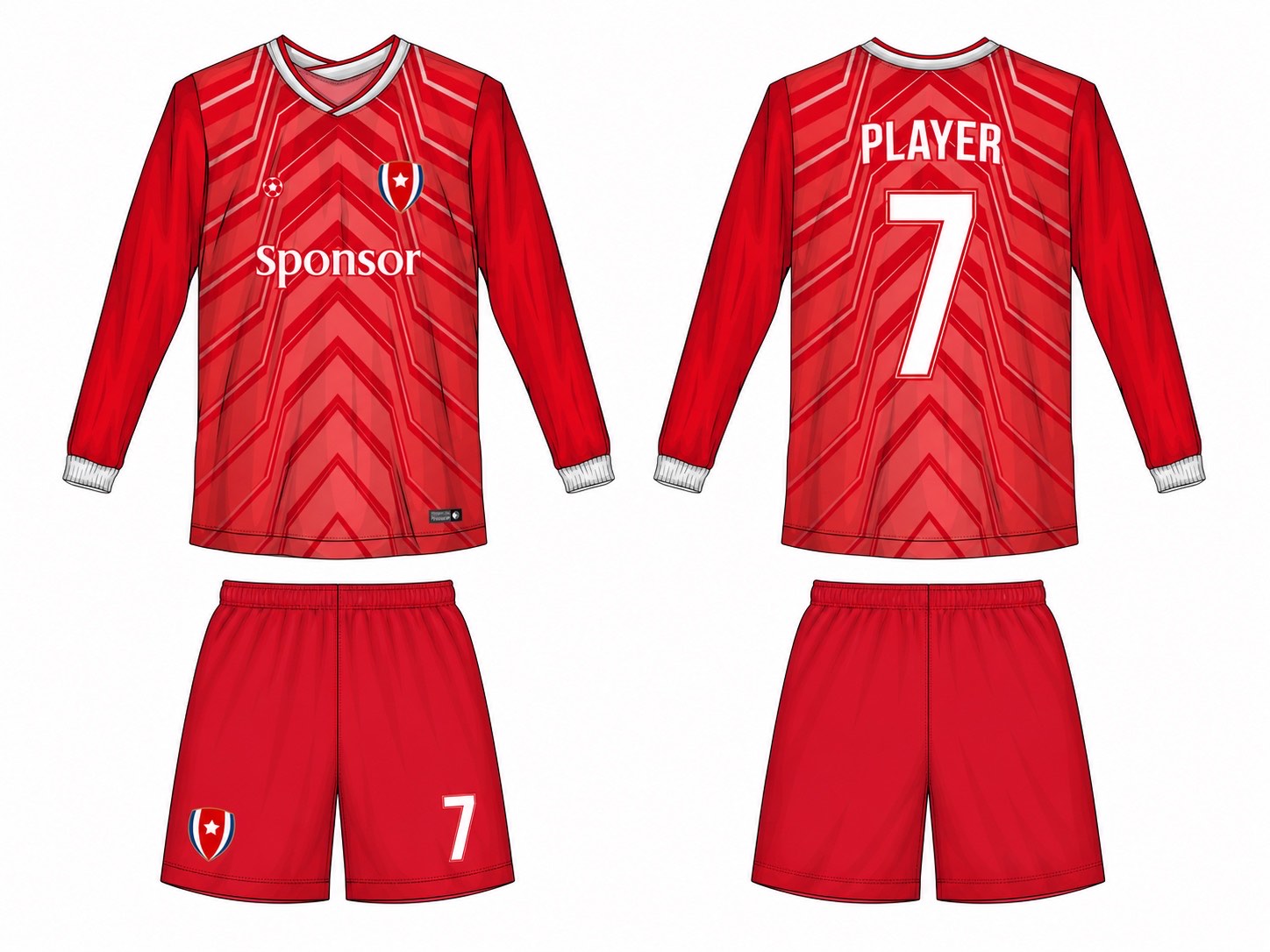 2515 长袖足球服 style 040 football jersey and shorts set