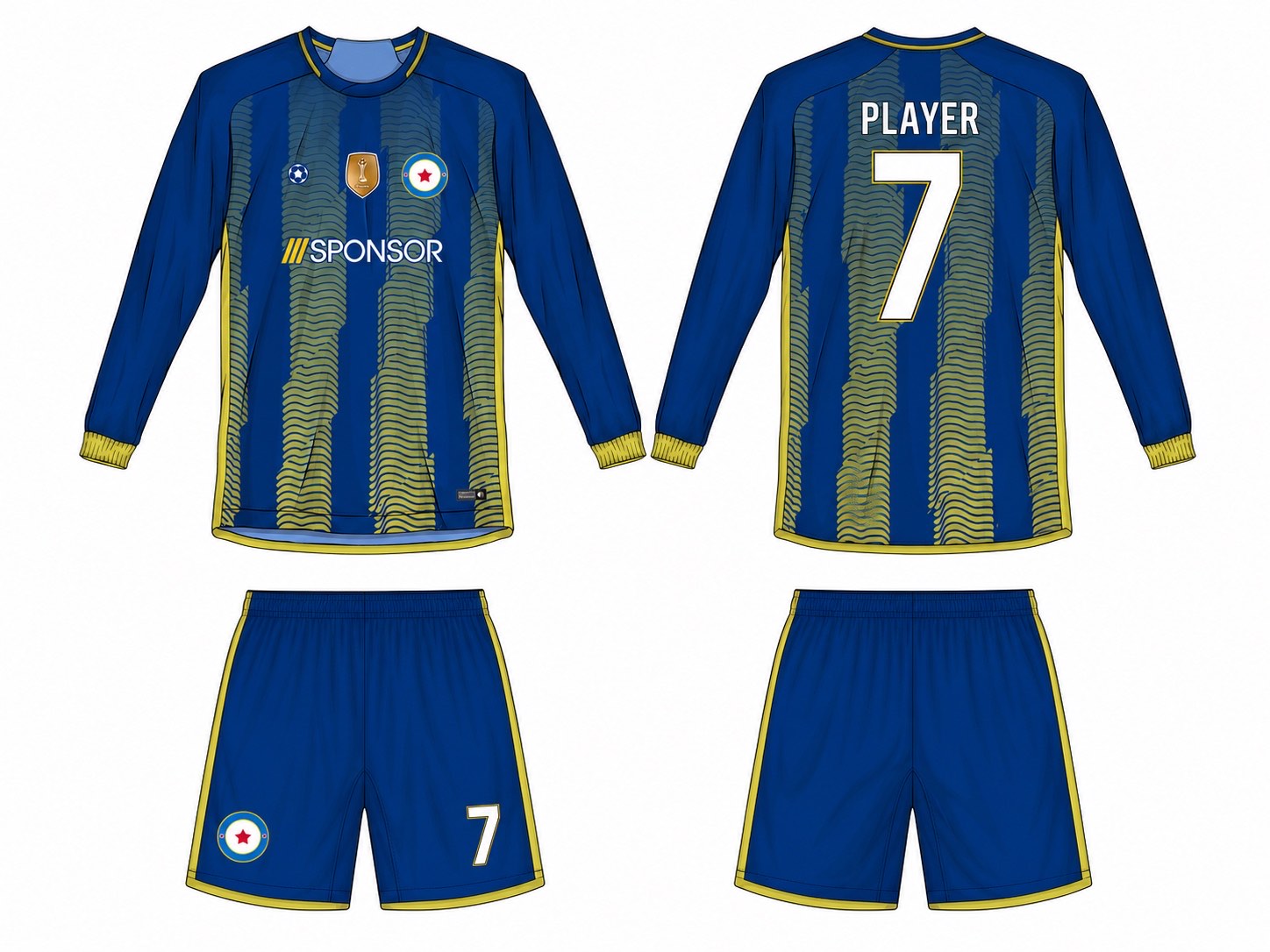 2515 长袖足球服 style 042 football jersey and shorts set