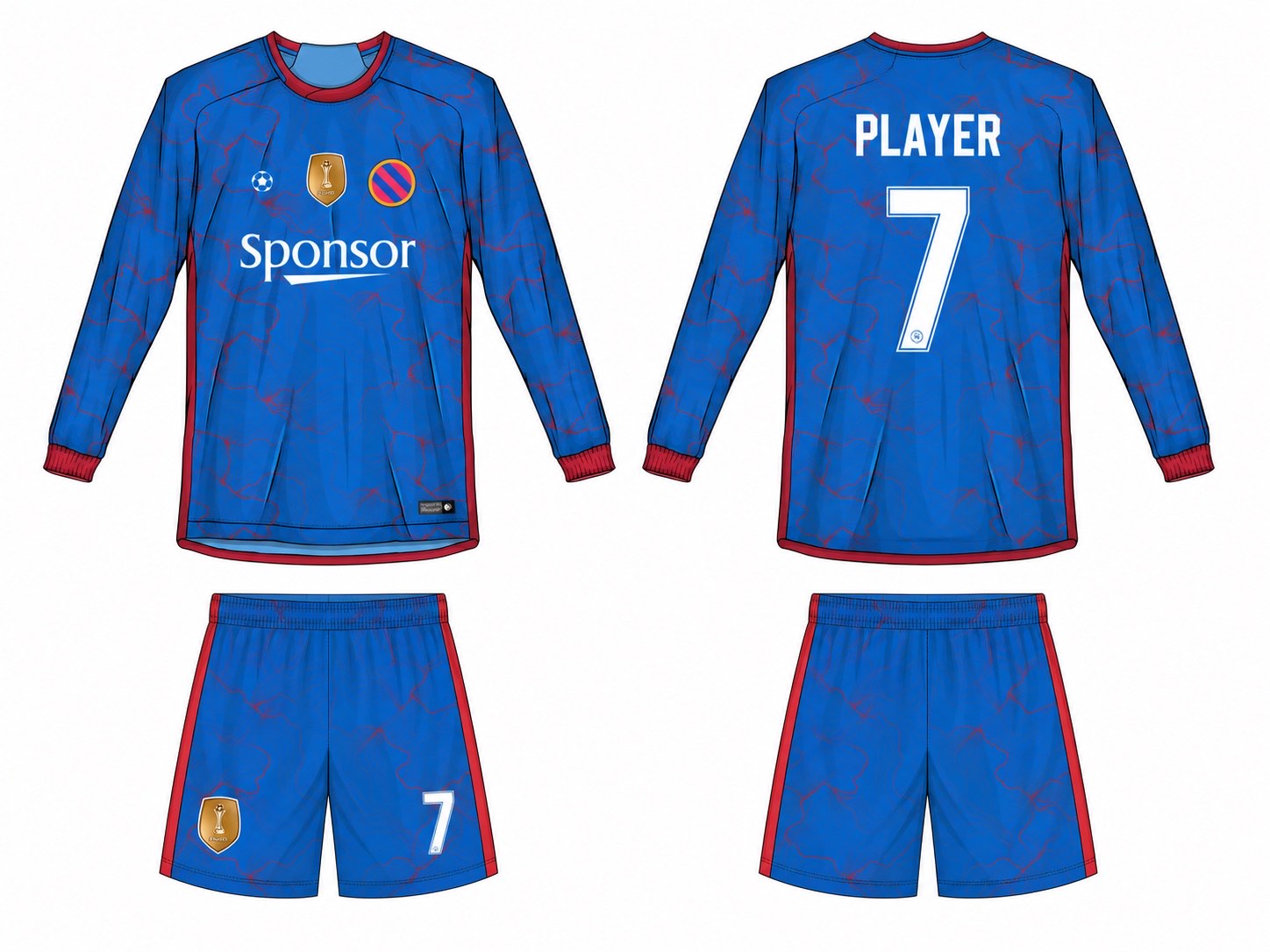 2515 长袖足球服 style 043 football jersey and shorts set
