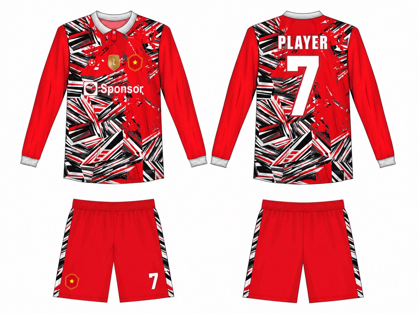 2515 长袖足球服 style 044 football jersey and shorts set