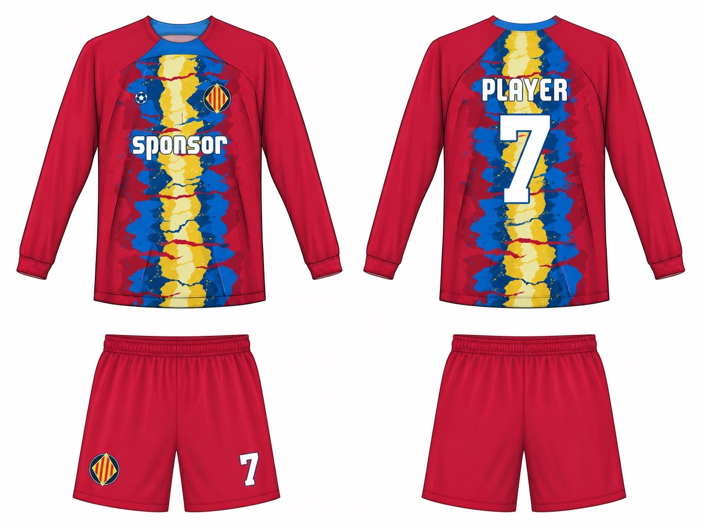 2515 长袖足球服 style 045 football jersey and shorts set