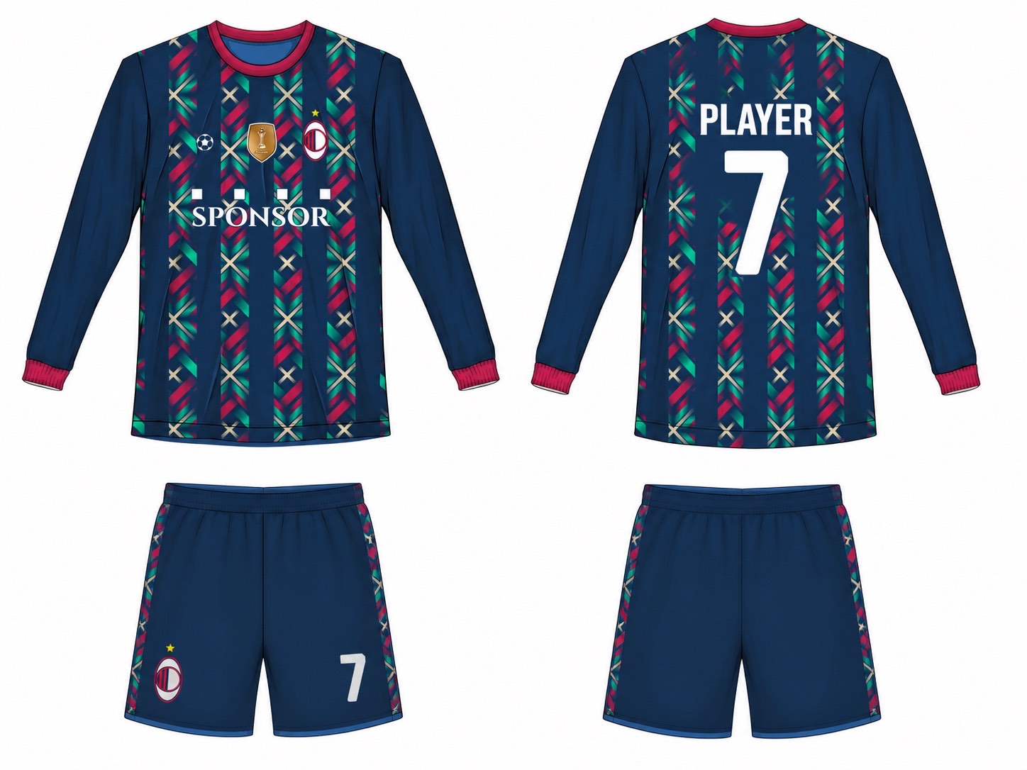 2515 长袖足球服 style 046 football jersey and shorts set