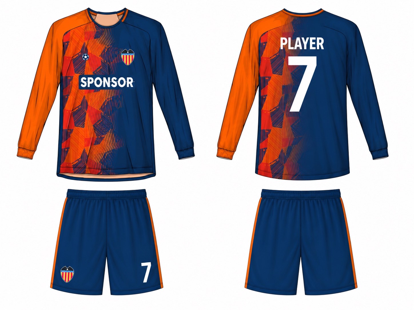 2515 长袖足球服 style 048 football jersey and shorts set