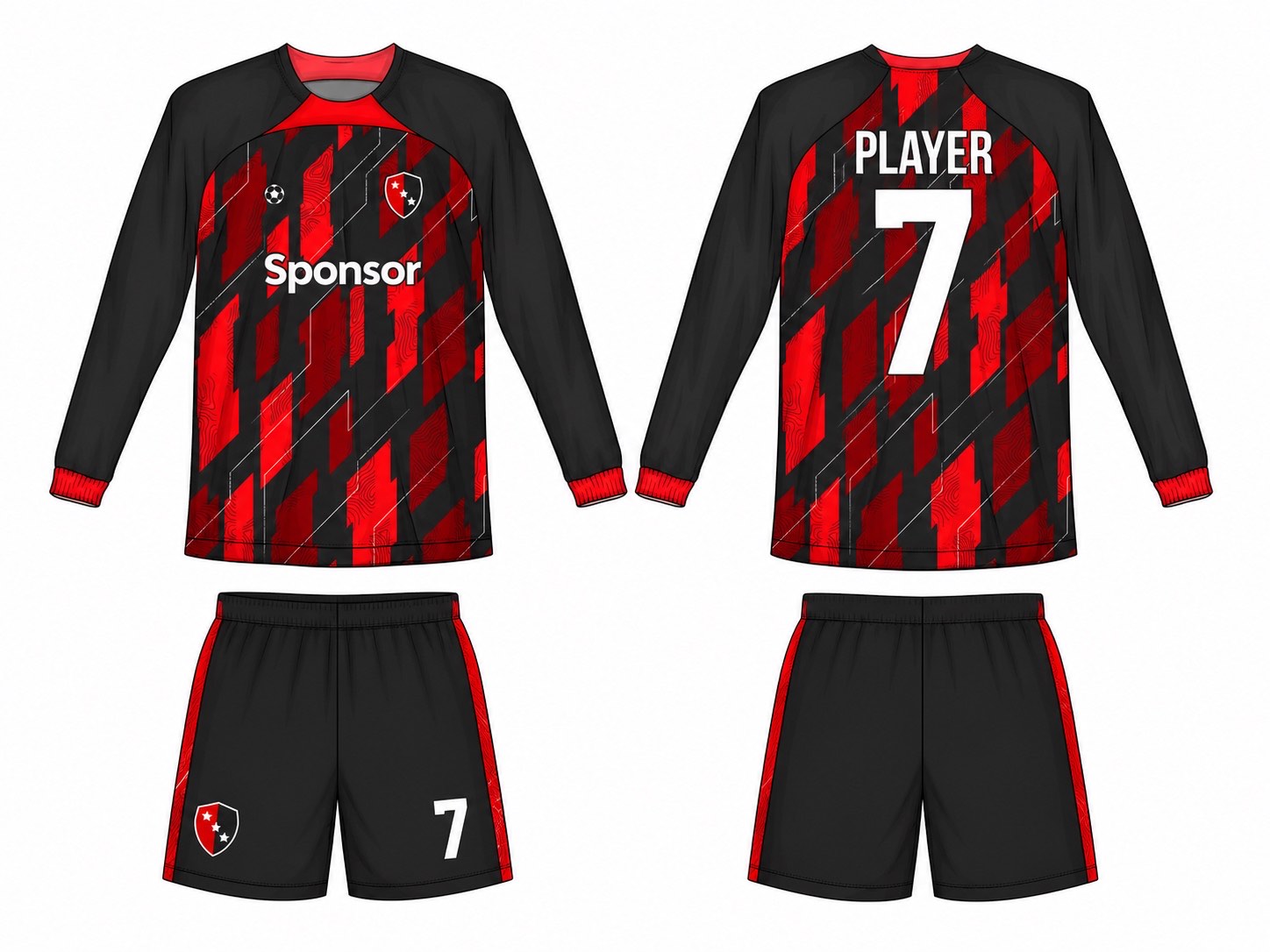 2515 长袖足球服 style 050 football jersey and shorts set