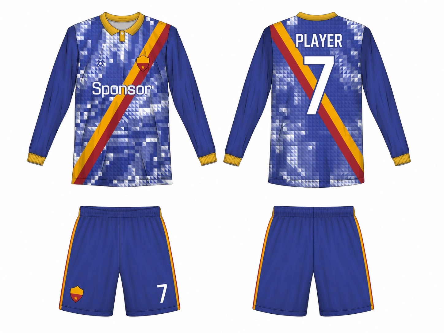 2515 长袖足球服 style 051 football jersey and shorts set