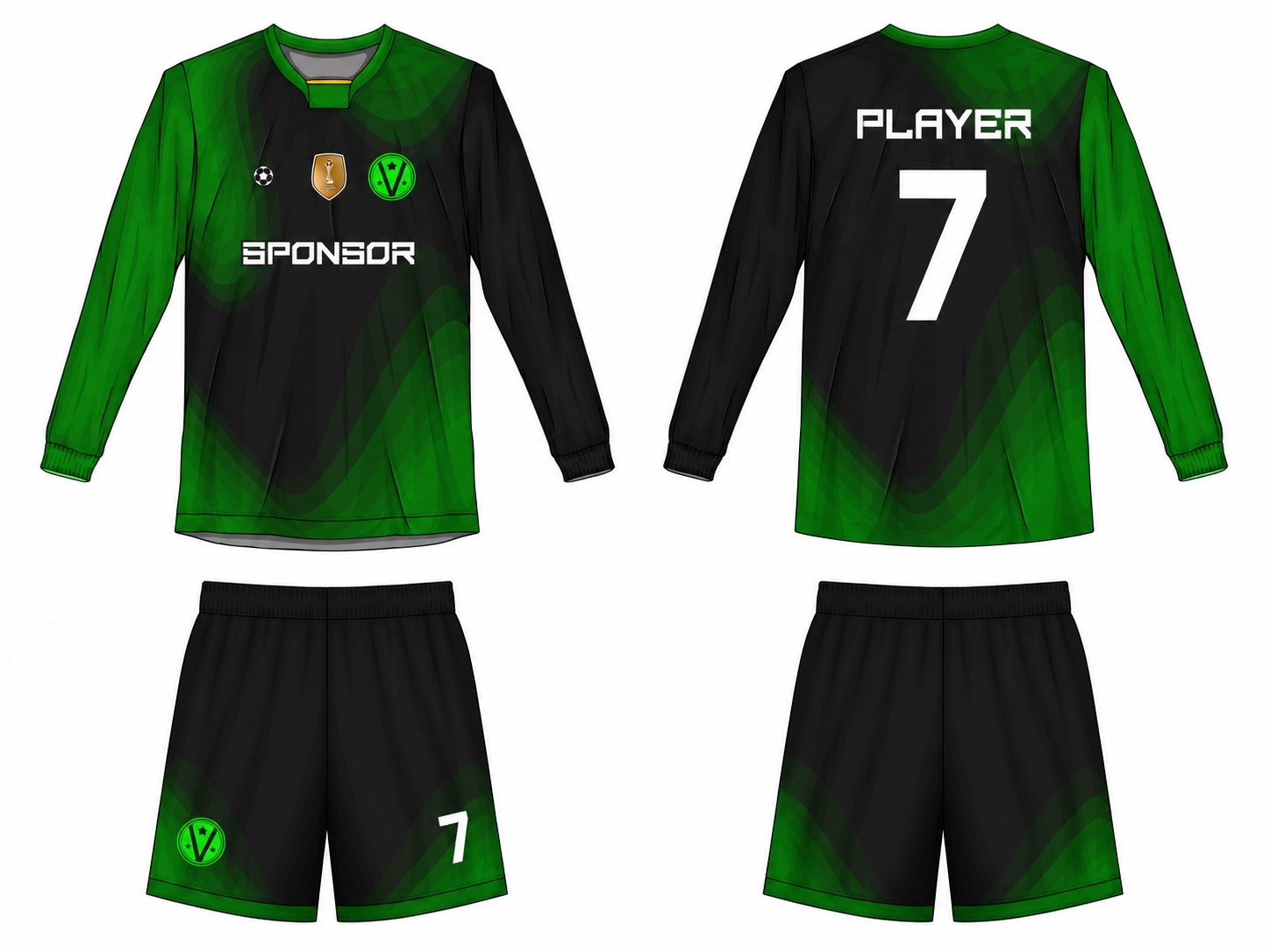 2515 长袖足球服 style 052 football jersey and shorts set