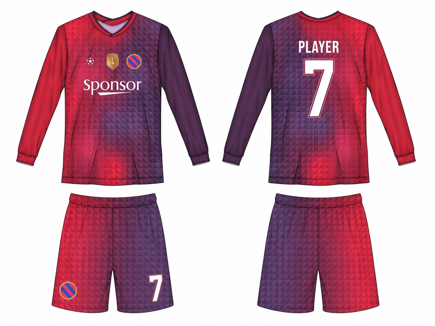 2515 长袖足球服 style 053 football jersey and shorts set