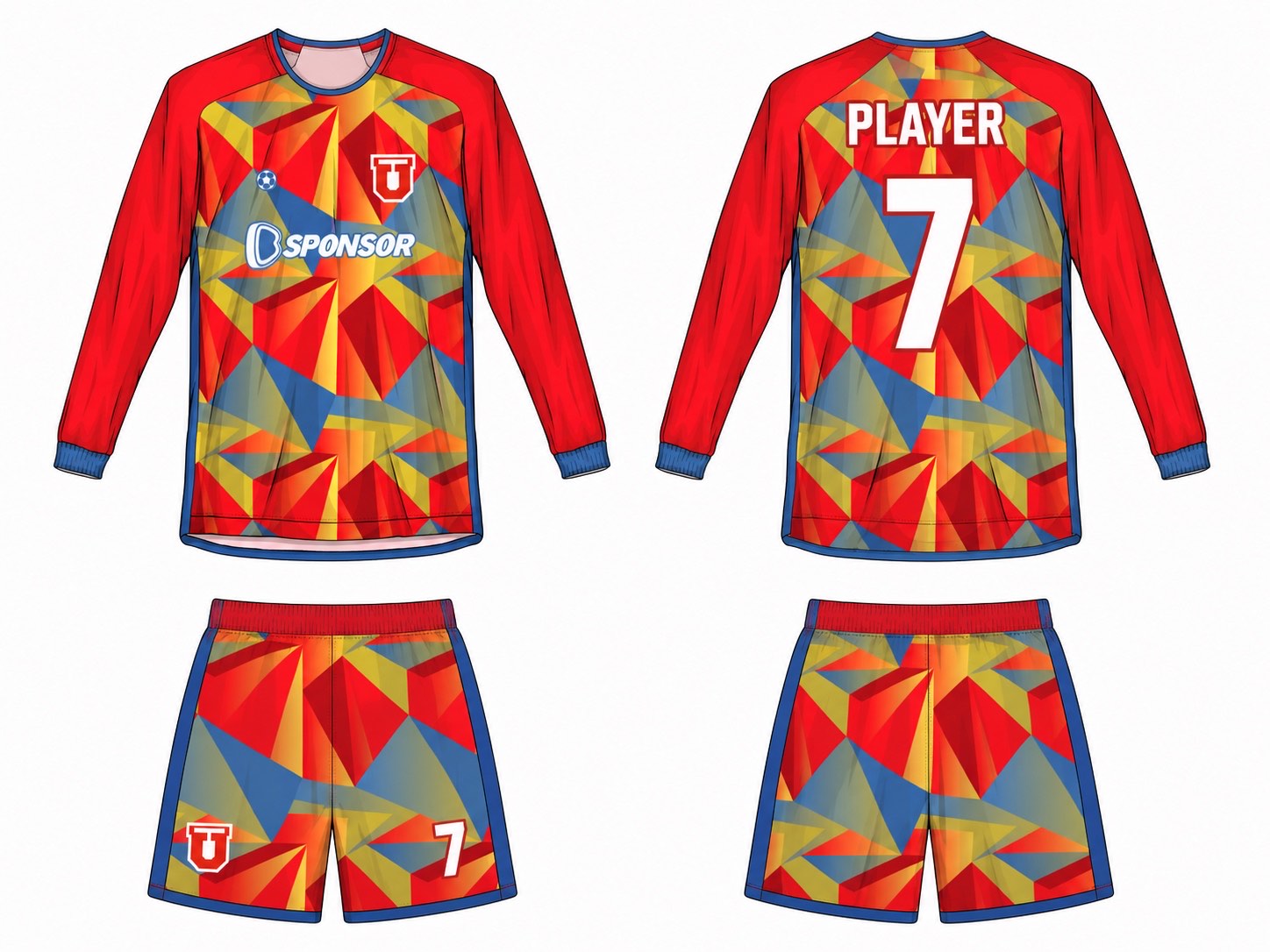 2515 长袖足球服 style 058 football jersey and shorts set