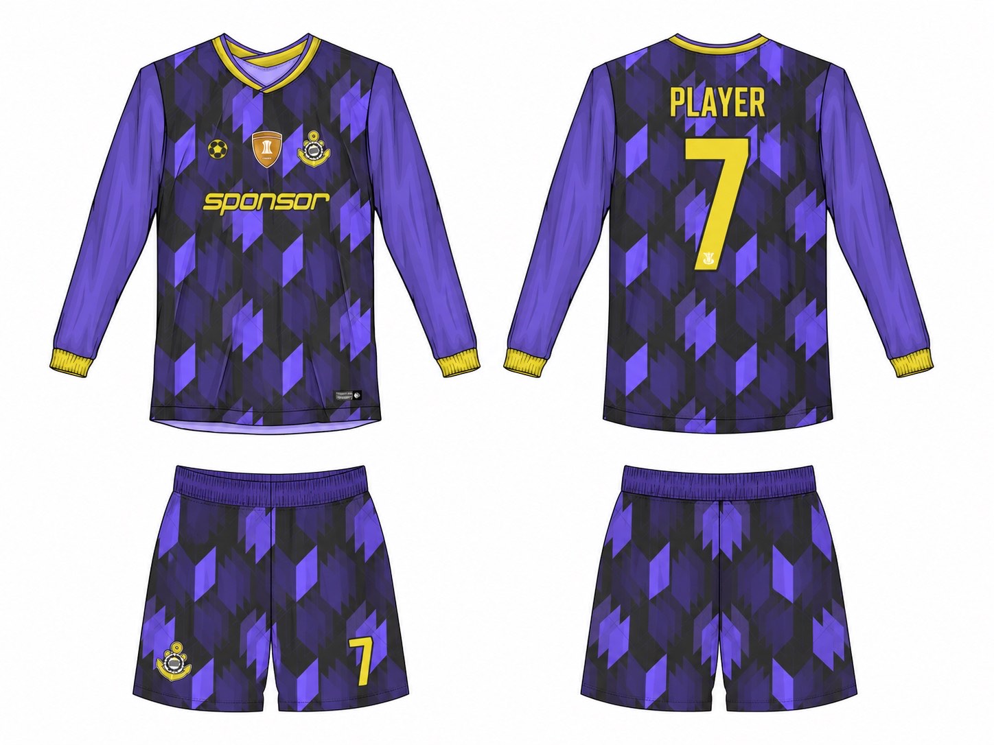 2515 长袖足球服 style 062 football jersey and shorts set