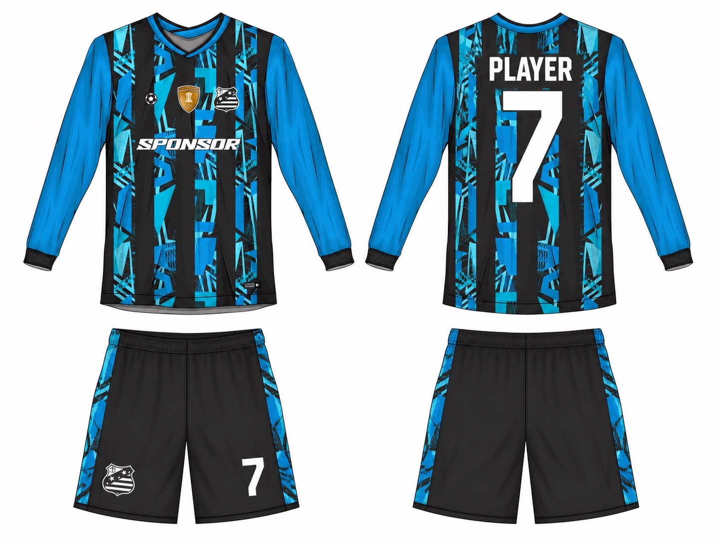2515 长袖足球服 style 064 football jersey and shorts set