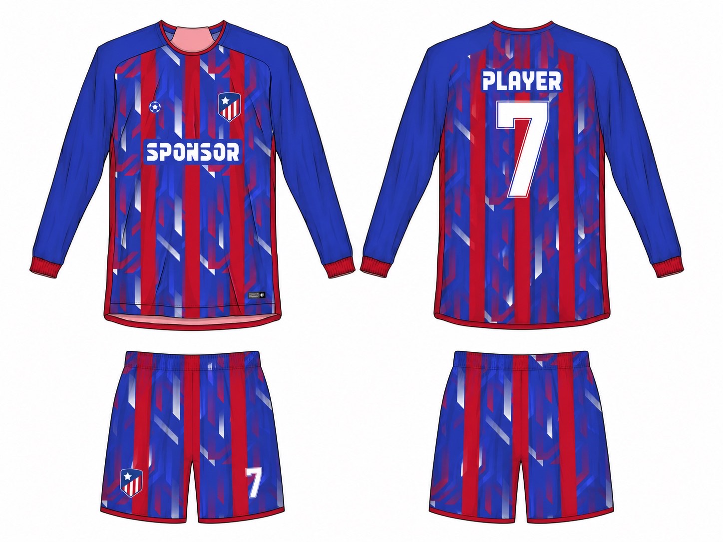 2515 长袖足球服 style 065 football jersey and shorts set