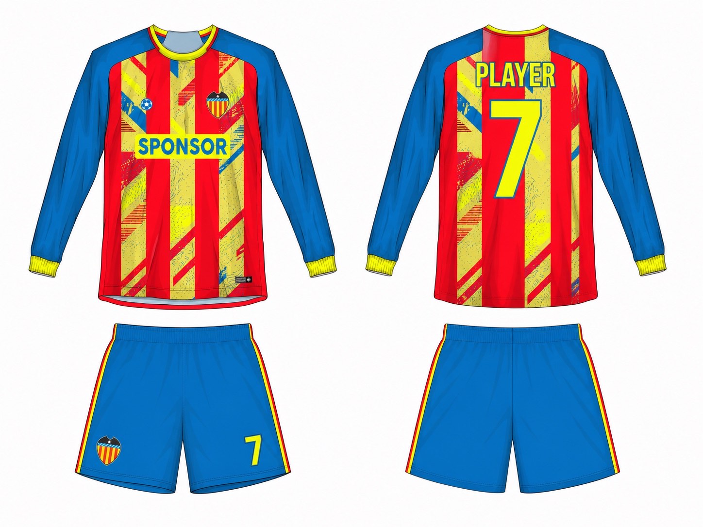 2515 长袖足球服 style 067 football jersey and shorts set