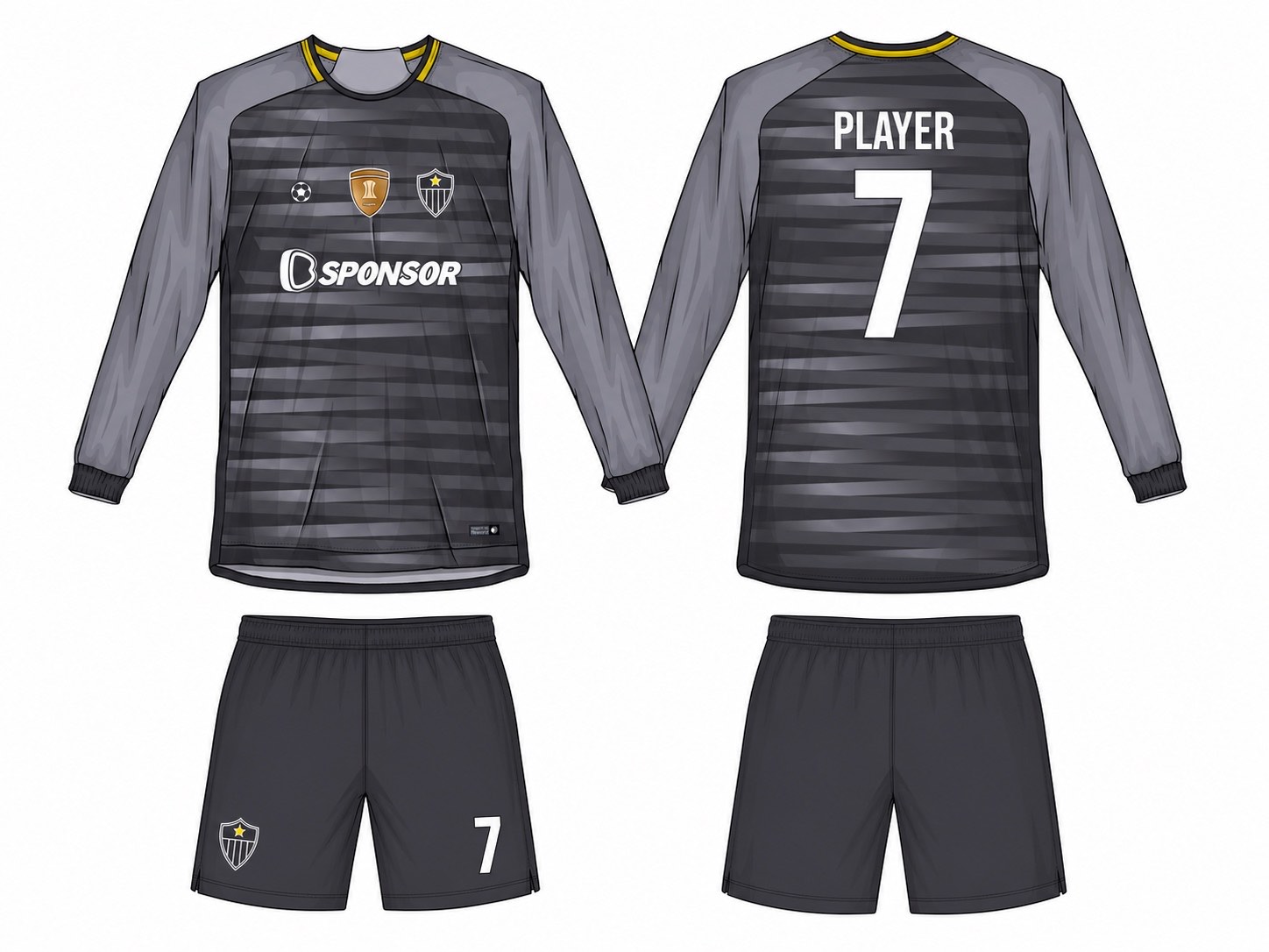2515 长袖足球服 style 068 football jersey and shorts set