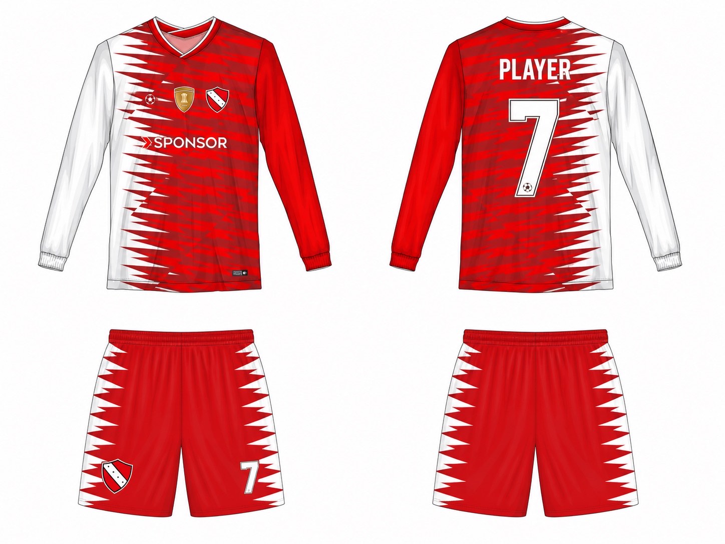 2515 长袖足球服 style 070 football jersey and shorts set
