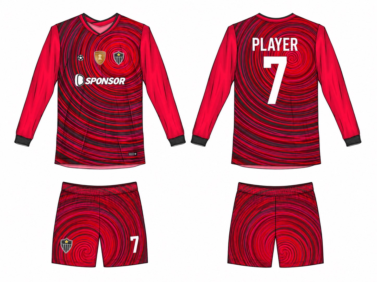 2515 长袖足球服 style 072 football jersey and shorts set