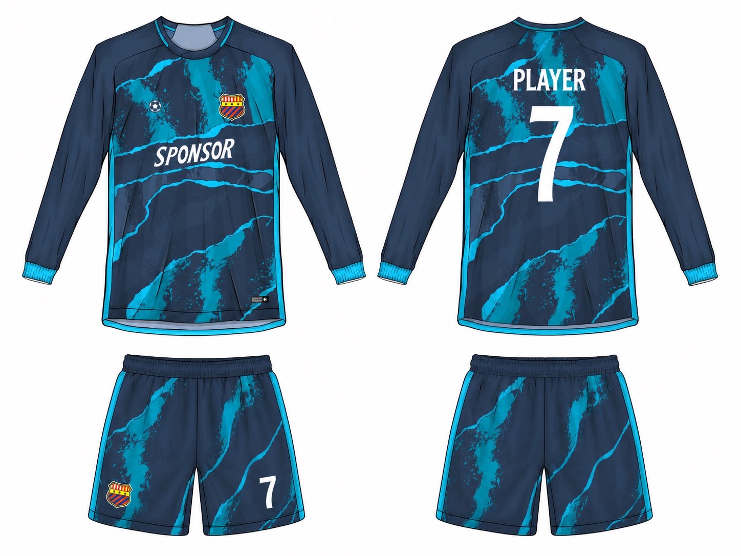 2515 长袖足球服 style 073 football jersey and shorts set