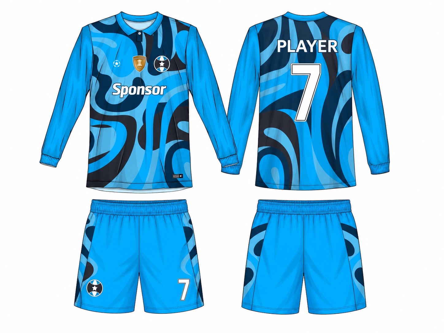 2515 长袖足球服 style 075 football jersey and shorts set