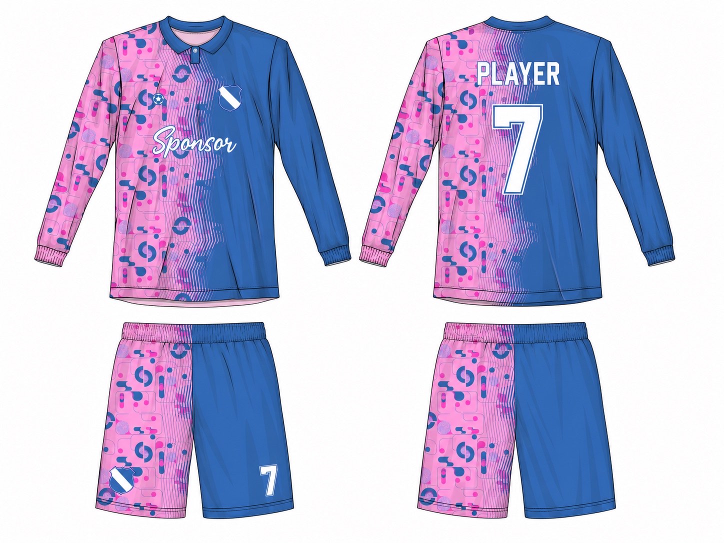 2515 长袖足球服 style 077 football jersey and shorts set